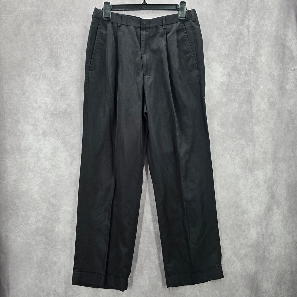 Haggar Black‎ Plain Tailored Executive Dress Pants Trouser Bottoms Mens Small